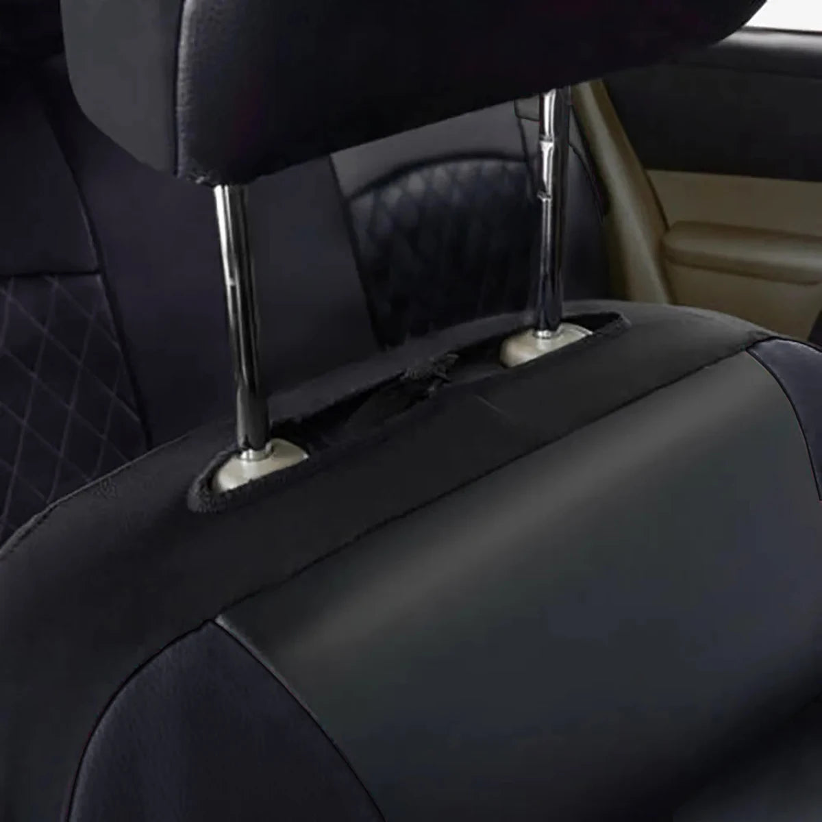 All-Season Quilted PU Leather Car Seat Covers - Full 5-Seat Protection Set