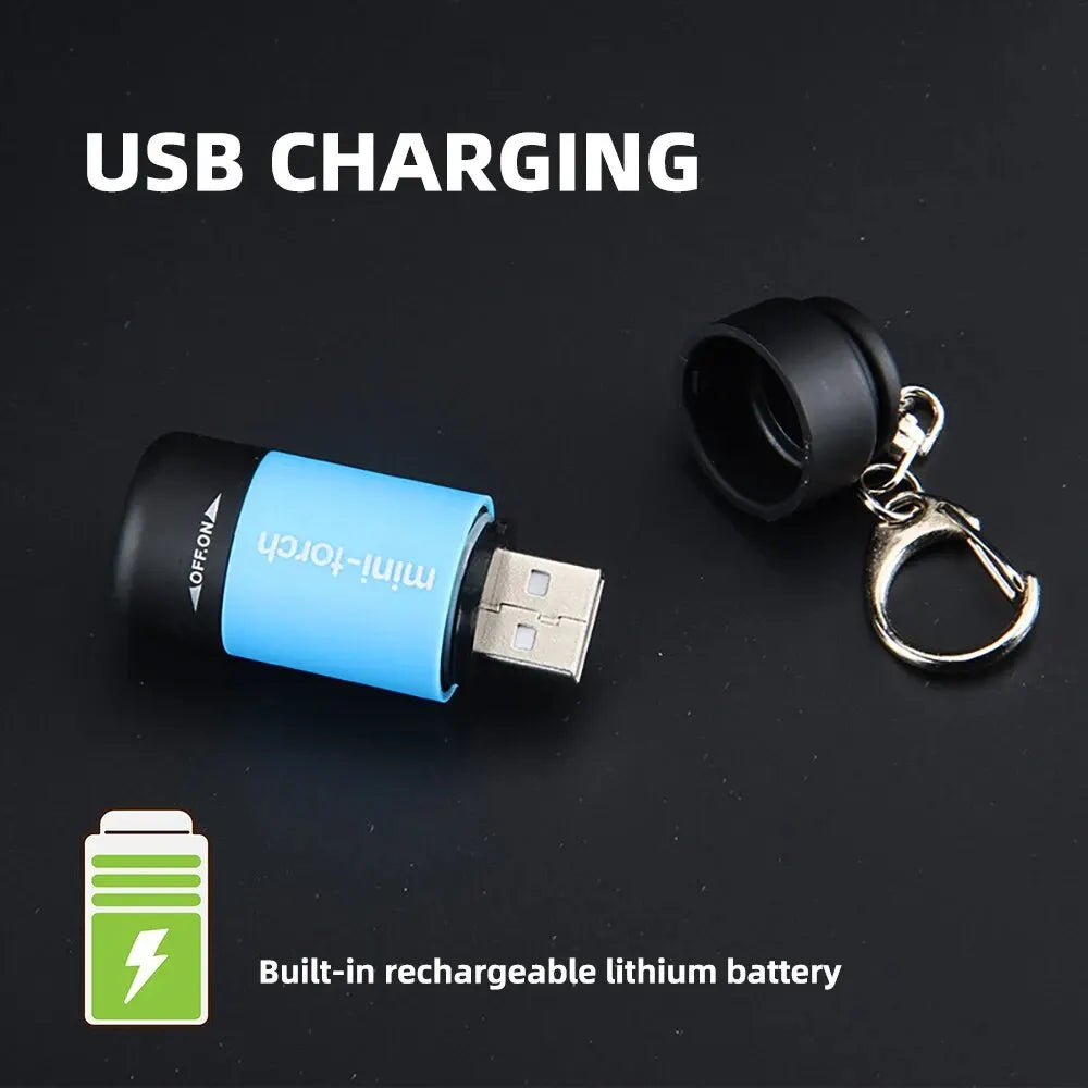 Mini USB Rechargeable Keychain Flashlight - 160 Lumen Finger-Size LED Torch