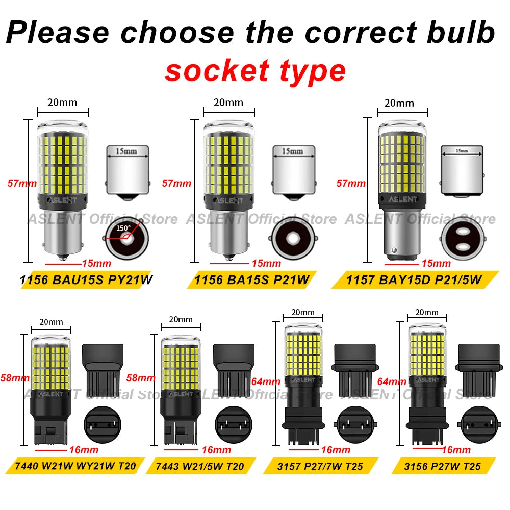 2-Piece 144SMD LED Bulb Set - CanBus Compatible Turn Signal & Brake Lights