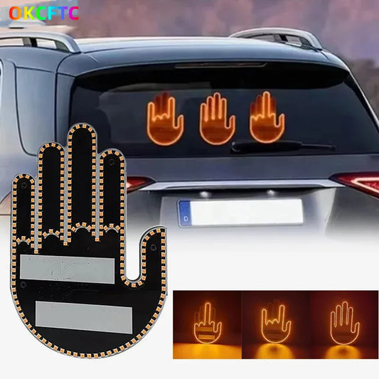 Funny Car Finger Light with Remote - LED Gesture Warning Brake Light