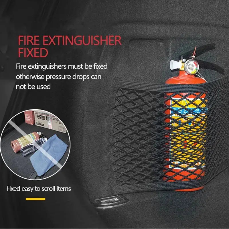 Car Storage Net Organizer - Universal Vehicle Cargo Mesh with Velcro Installation