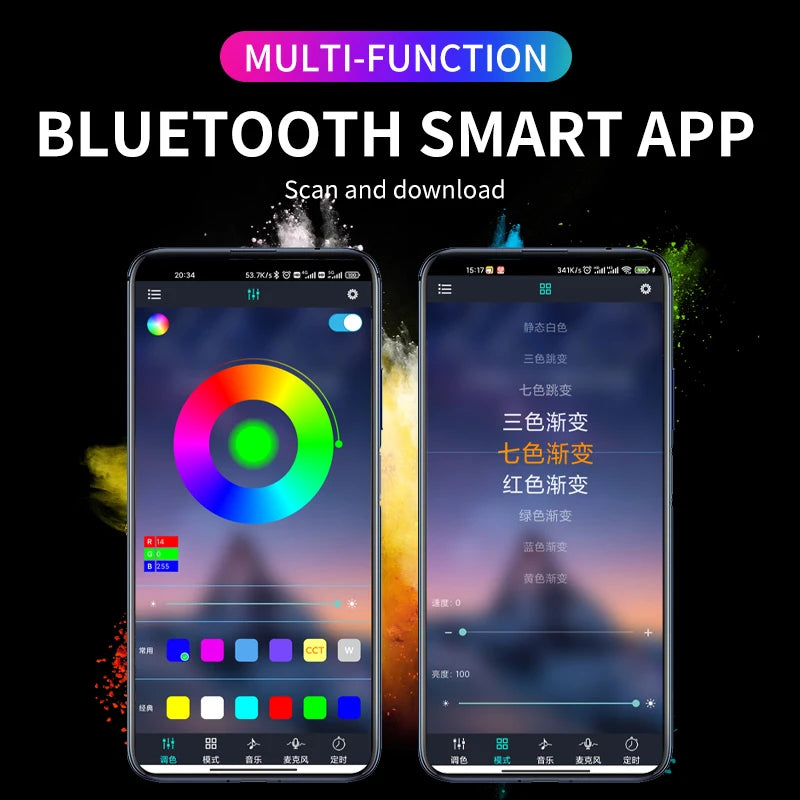 RGB LED Car Interior Strip Lights - Music Control Ambient Lighting Kit with Remote & App