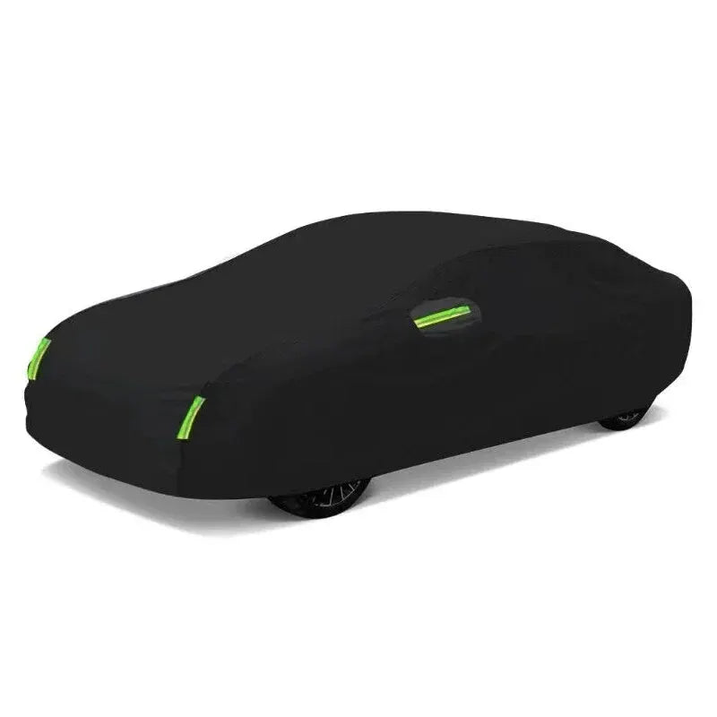 Black Car Cover with Reflective Strips - Universal Full Exterior Protection