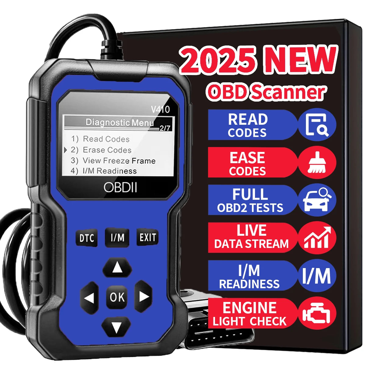 2025 OBD2 Scanner - Advanced Car Diagnostic Tool with Live Data Stream