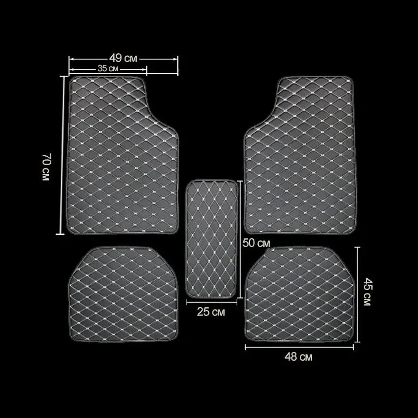 5-Piece Universal PU Leather Car Floor Mats - Premium All-Season Protection