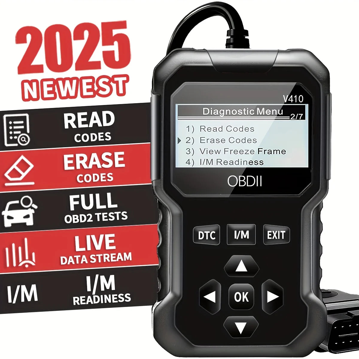 2025 OBD2 Scanner - Advanced Car Diagnostic Tool with Live Data Stream