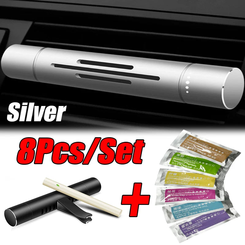 8-Piece Car Air Vent Perfume Diffuser Set - Premium Aluminum Alloy Air Freshener