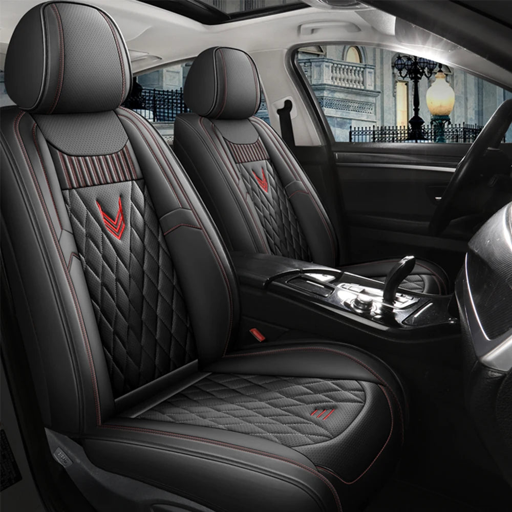 Leather Car Seat Covers Full Set - Universal PU Leather Auto Interior Protection