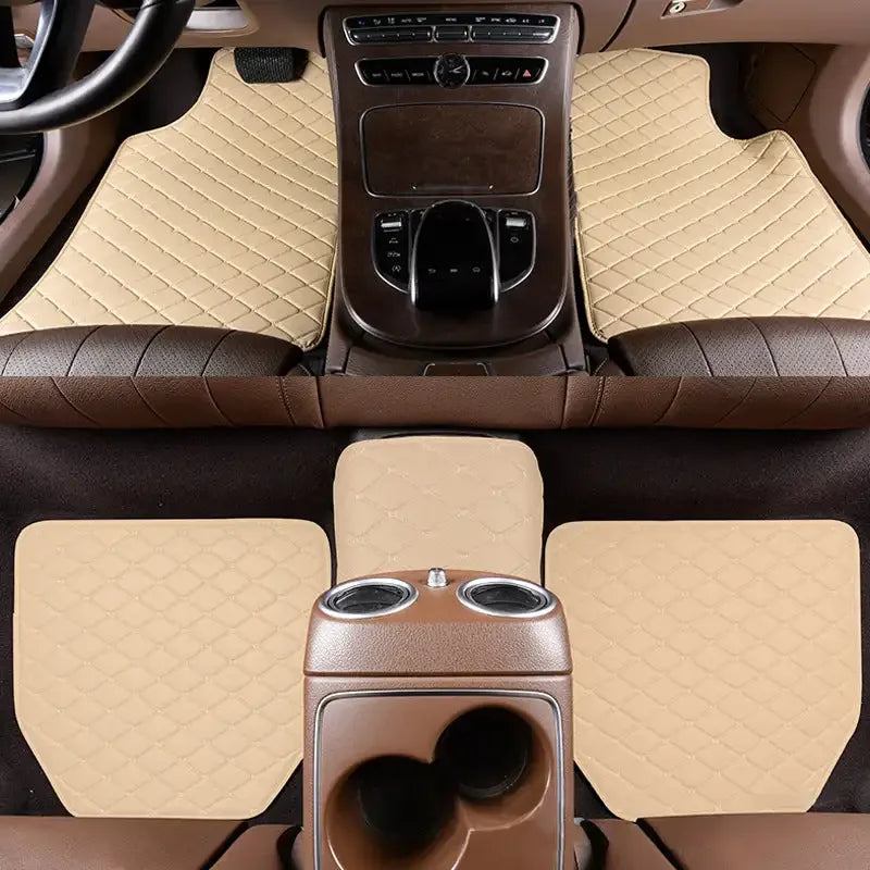 5-Piece Universal PU Leather Car Floor Mats - Premium All-Season Protection