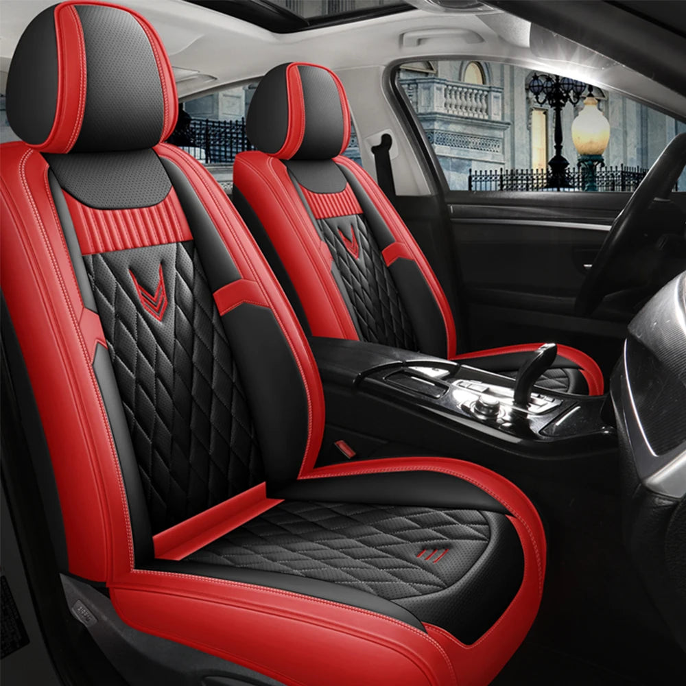 Leather Car Seat Covers Full Set - Universal PU Leather Auto Interior Protection