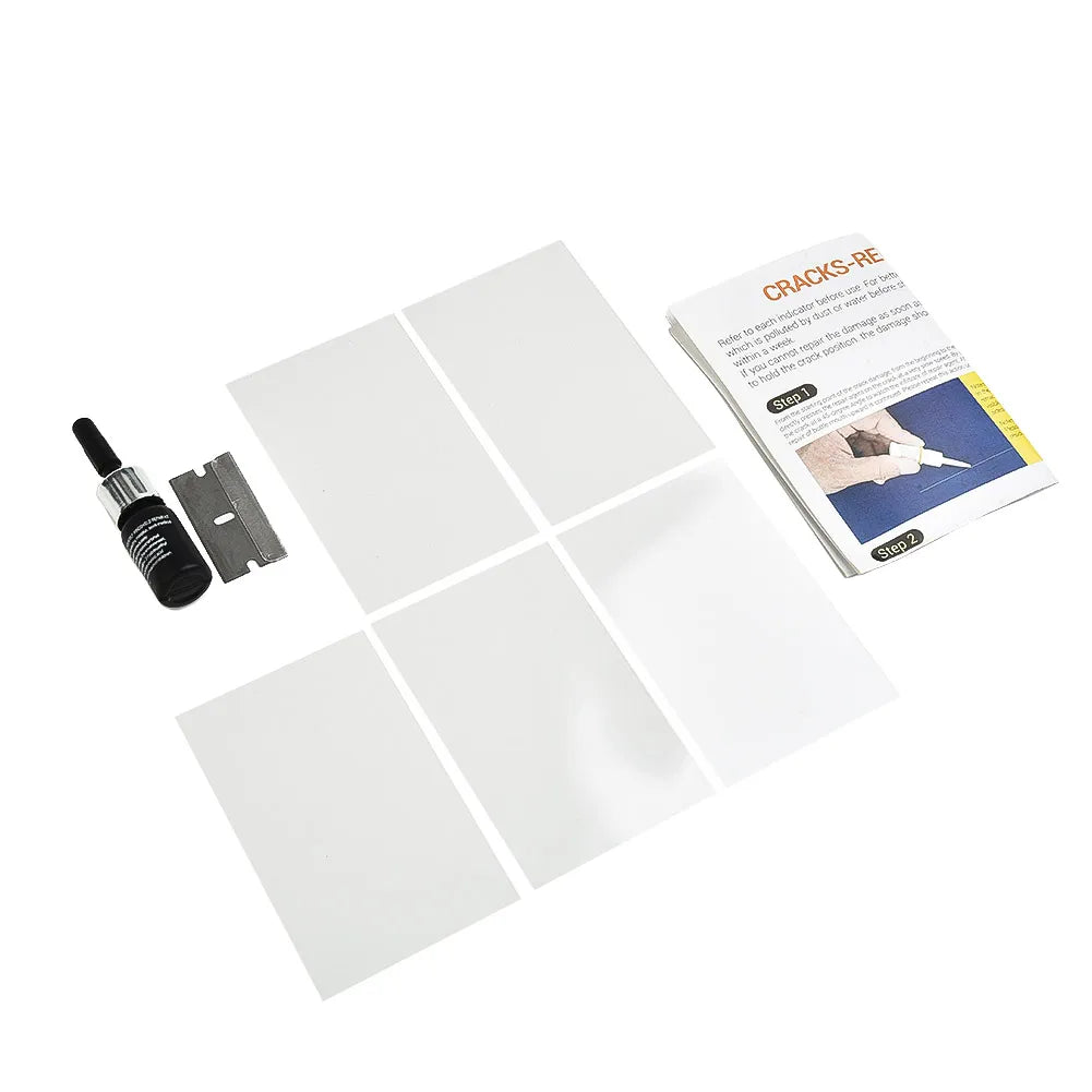 Car Windshield Glass Repair Kit - 3ml Resin with Curing Strips for Crack Repair