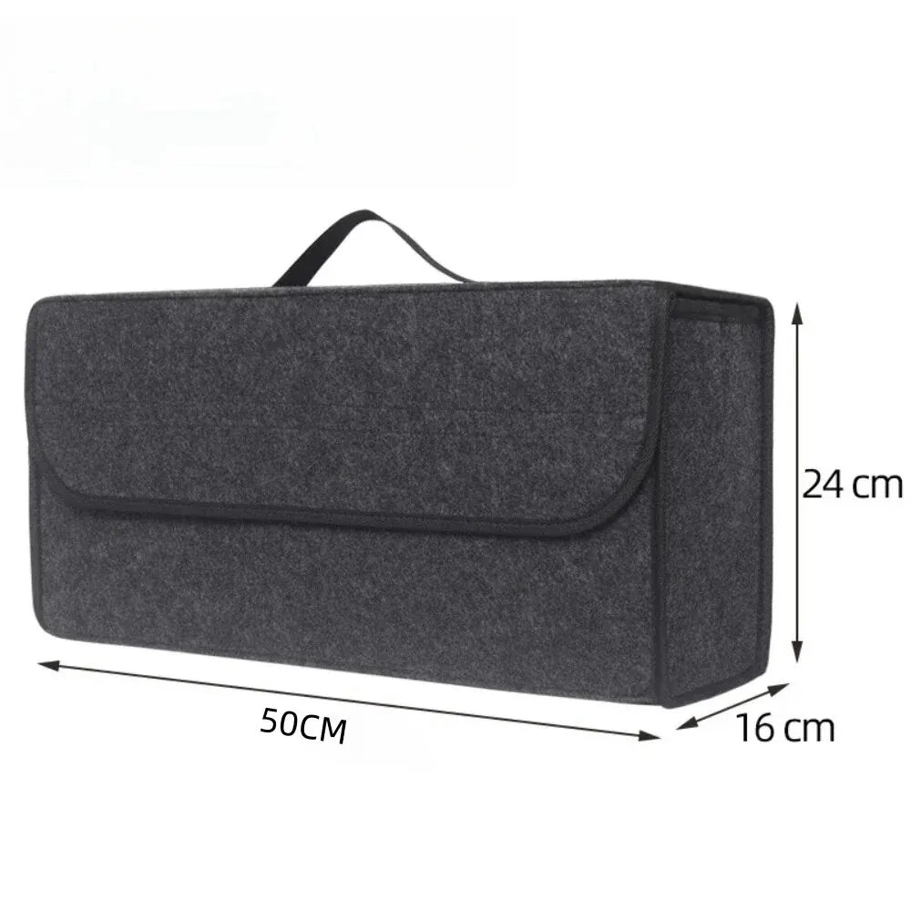 Large Car Trunk Organizer - Anti-Slip Felt Storage Box with Boot Compartment