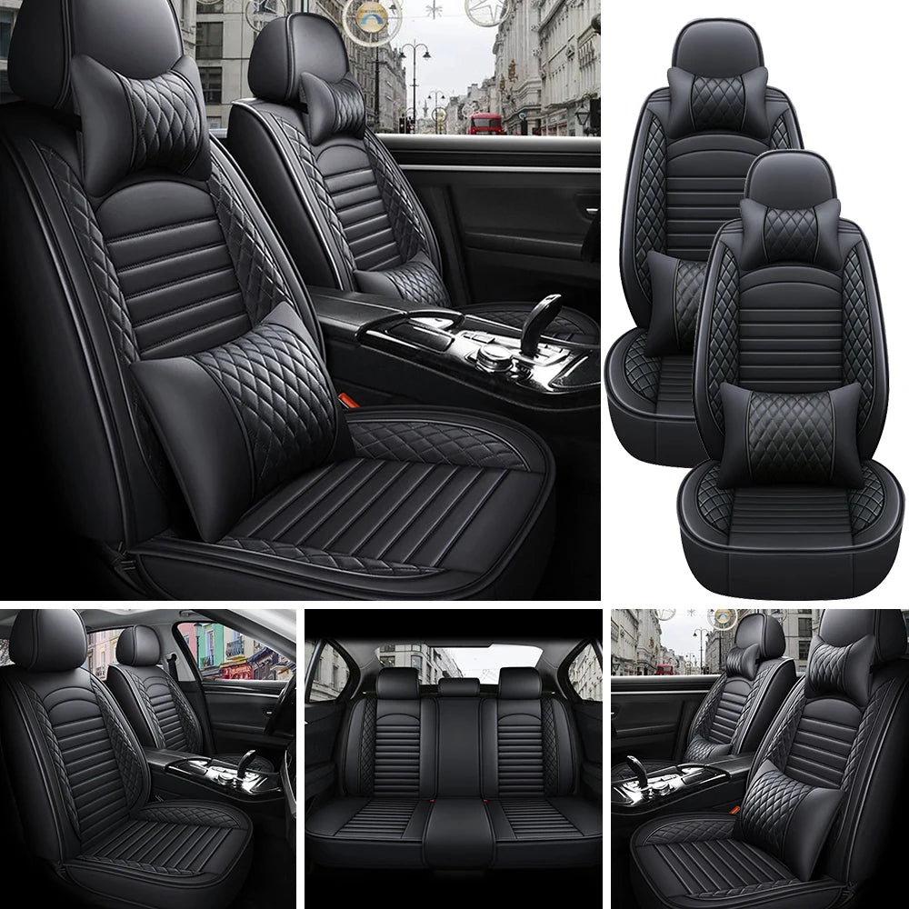 5-Seat Complete PU Leather Car Seat Cover Set - Full Interior Protection Kit