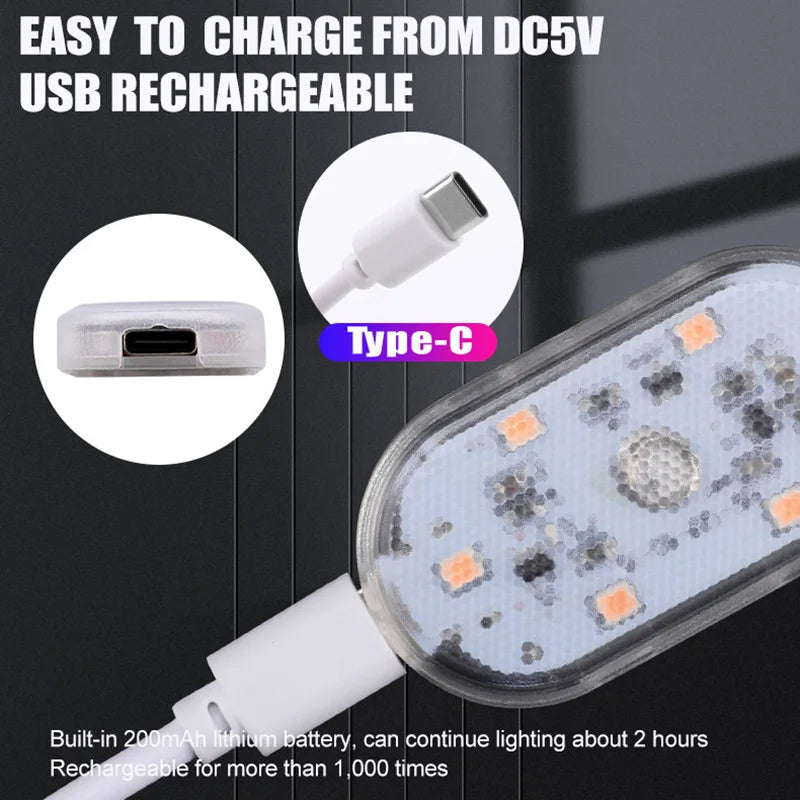 USB Rechargeable Magnetic LED Light - Car Interior & Home Ambient Lighting