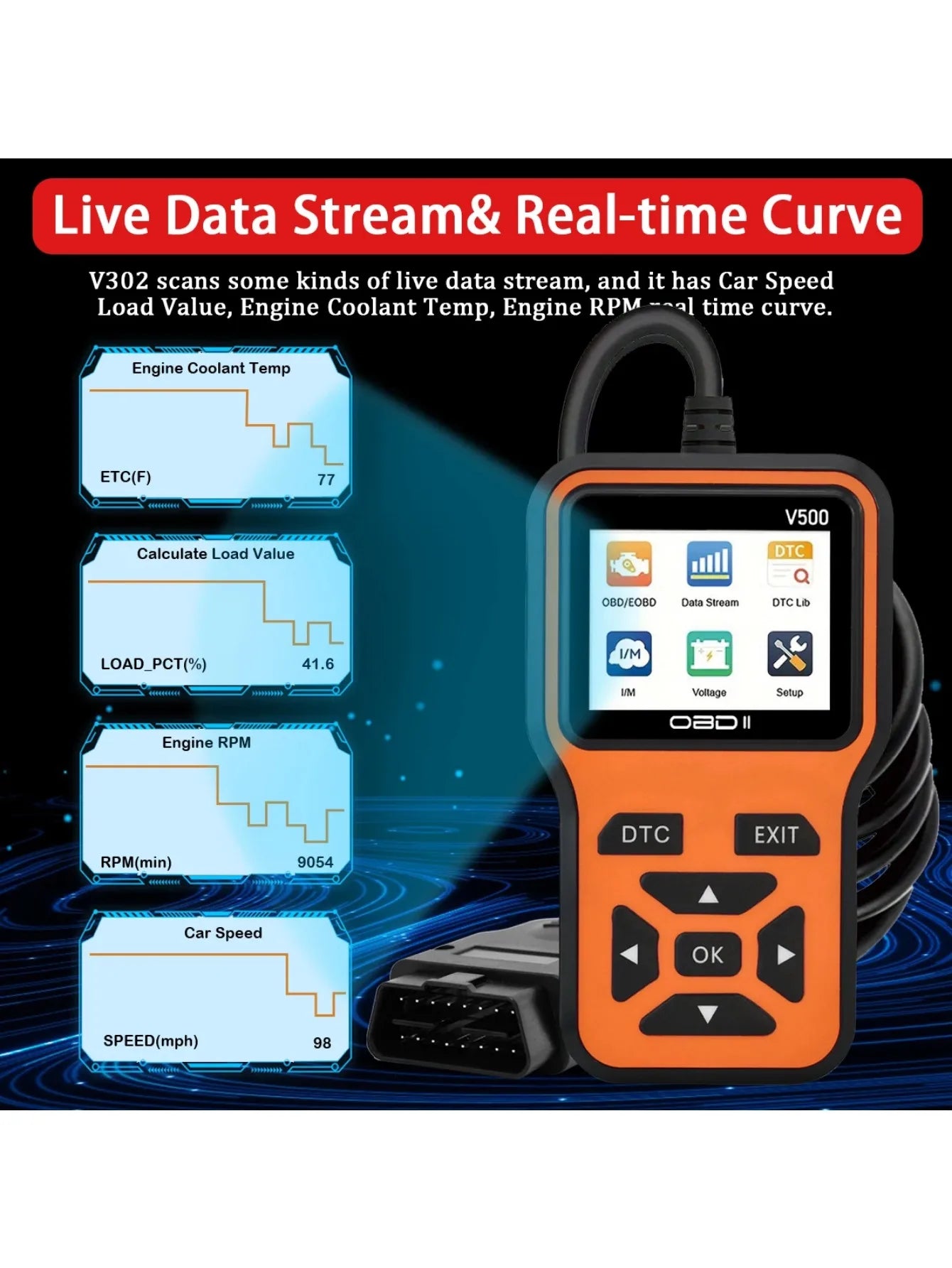 OBD2 Scanner V500 - Professional Car Diagnostic Tool with Engine Fault Code Reader