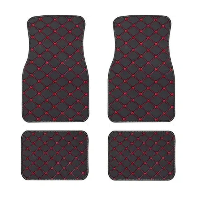 4-Piece Universal PU Leather Car Floor Mats - Waterproof Front & Rear Protection Set