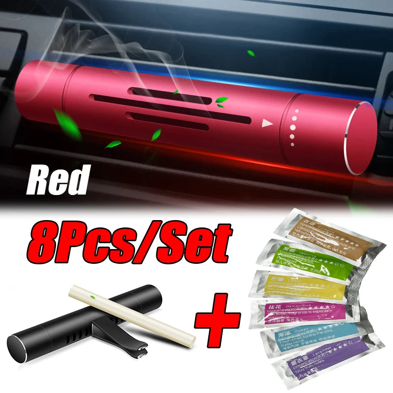 8-Piece Car Air Vent Perfume Diffuser Set - Premium Aluminum Alloy Air Freshener