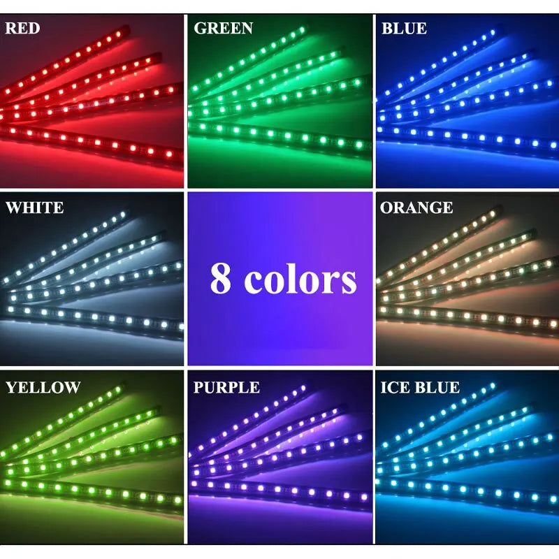 RGB LED Car Interior Strip Lights - Music Control Ambient Lighting Kit with Remote & App