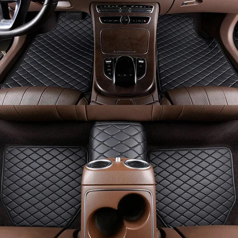5-Piece Universal PU Leather Car Floor Mats - Premium All-Season Protection