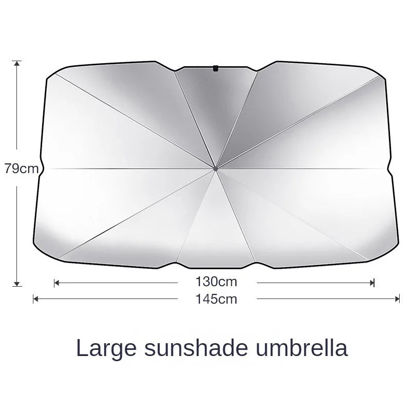 Car Front Window Sun Shade - UV Protection Windshield Sunshade with 10-Rib Structure