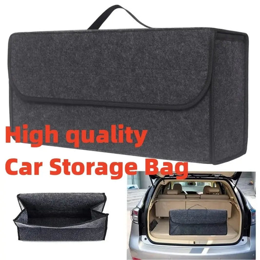 Large Car Trunk Organizer - Anti-Slip Felt Storage Box with Boot Compartment