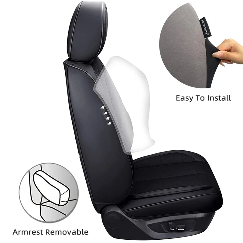 2-Piece Universal Car Seat Covers - Tire Trace Design with Foam Padding