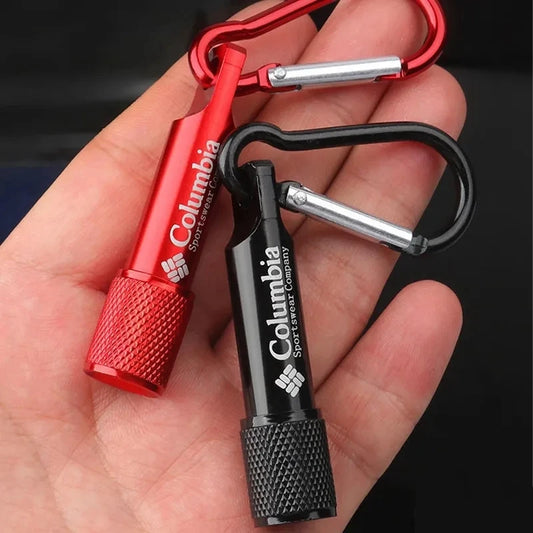 Mini keychain flashlight:Size: 60mm*15mmWeight: 25gBattery: with four batteriesNote: Please remove the built-in insulating sheet before use