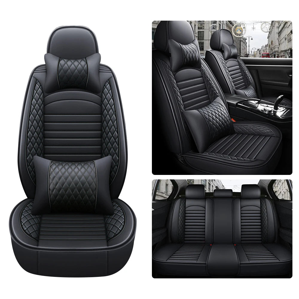 5-Seat Complete PU Leather Car Seat Cover Set - Full Interior Protection Kit