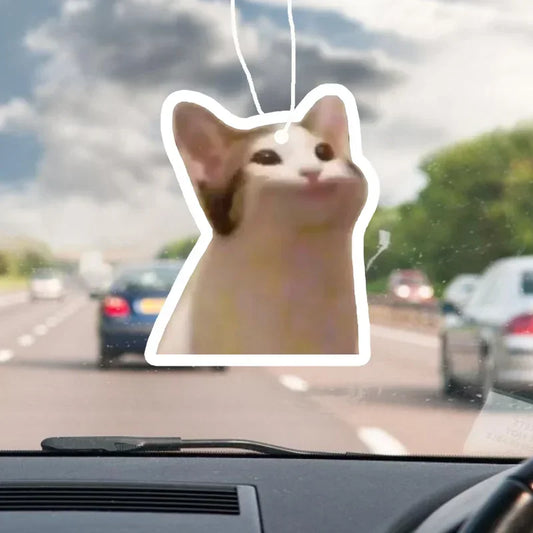 Funny Cat Face Car Air Freshener - Rearview Mirror Pendant with Aromatherapy