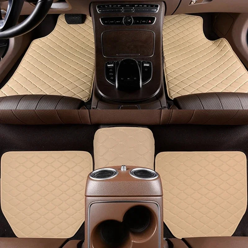 5-Piece Universal PU Leather Car Floor Mats - Premium All-Season Protection