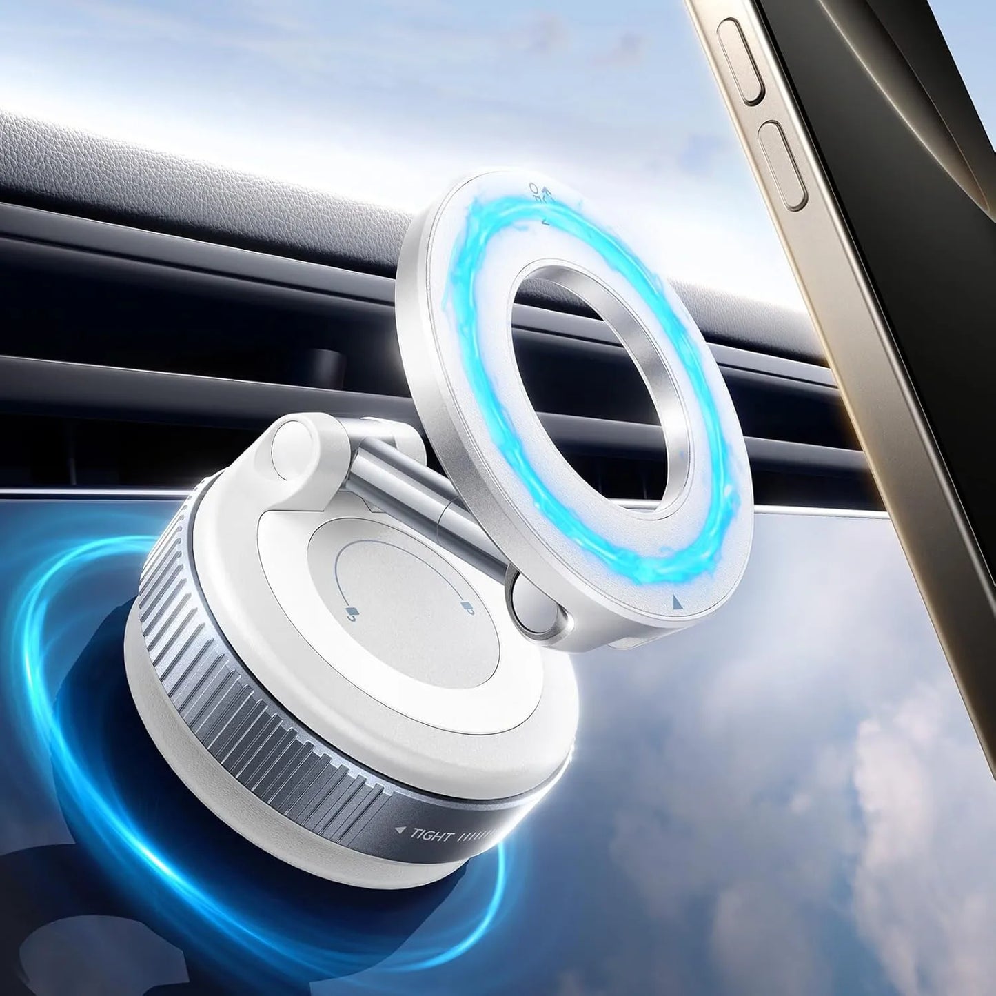 N52 Magnetic Phone Holder - 360° Rotatable with Vacuum Suction Cup