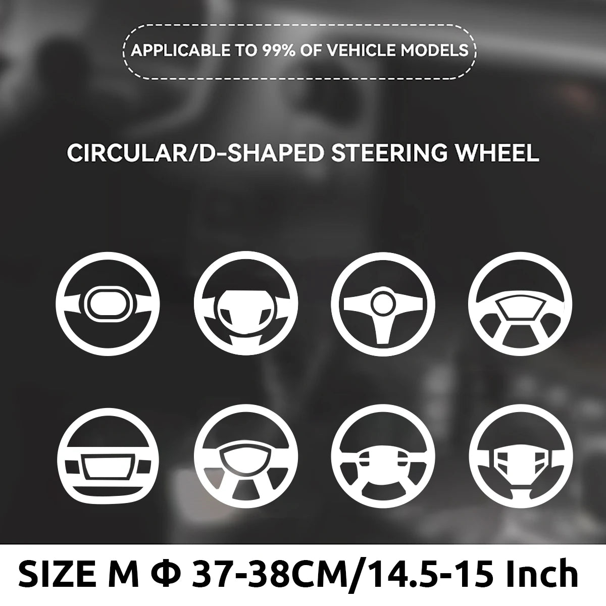 37-38cm Universal Suede Steering Wheel Cover - DIY Hand Sewing Black Leather Braiding