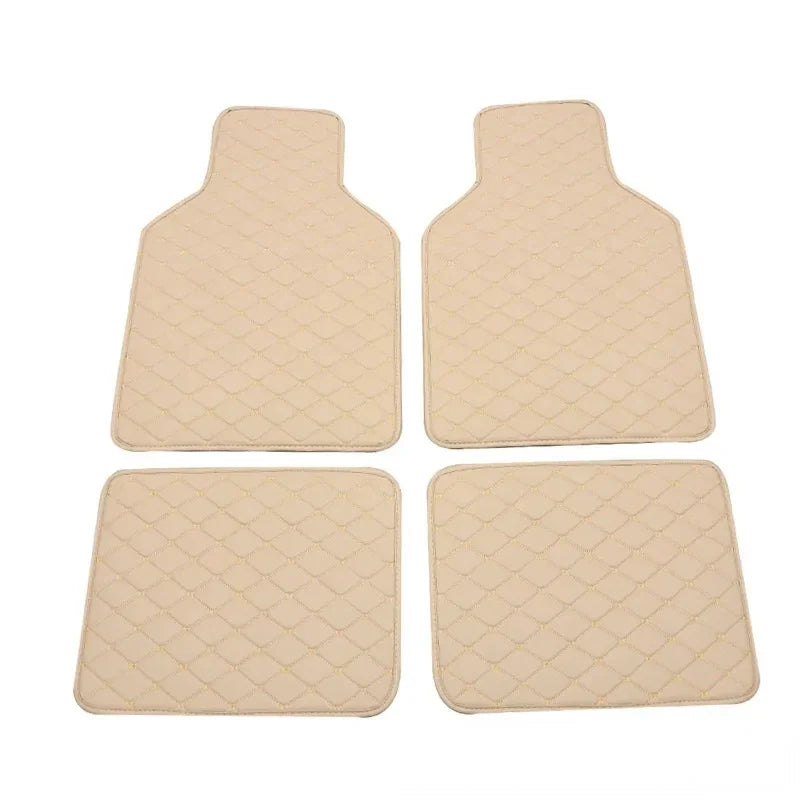 Car Floor Mats 4-Piece Set - Premium Artificial Leather with Anti-Slip Design