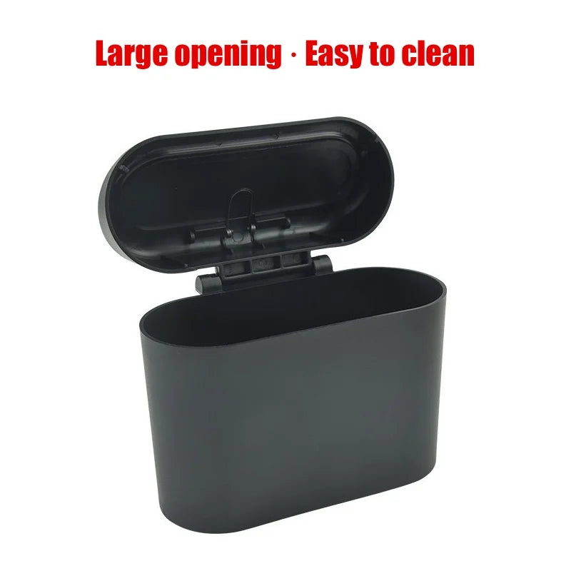 Hanging Car Trash Can with Lid - Waterproof Dustproof Storage Box