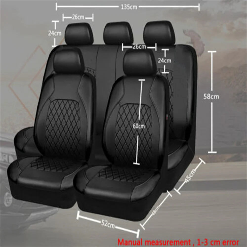 Universal PU Leather Car Seat Covers - Complete 9-Piece Protection Set