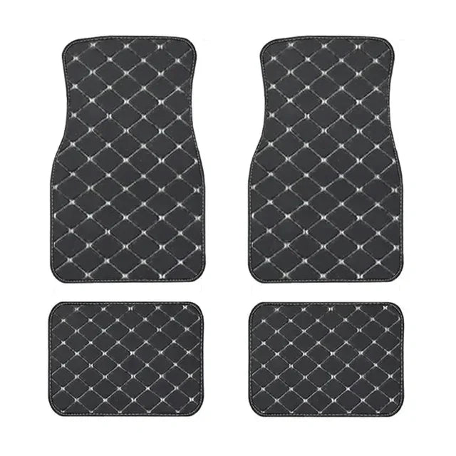 4-Piece Universal PU Leather Car Floor Mats - Waterproof Front & Rear Protection Set