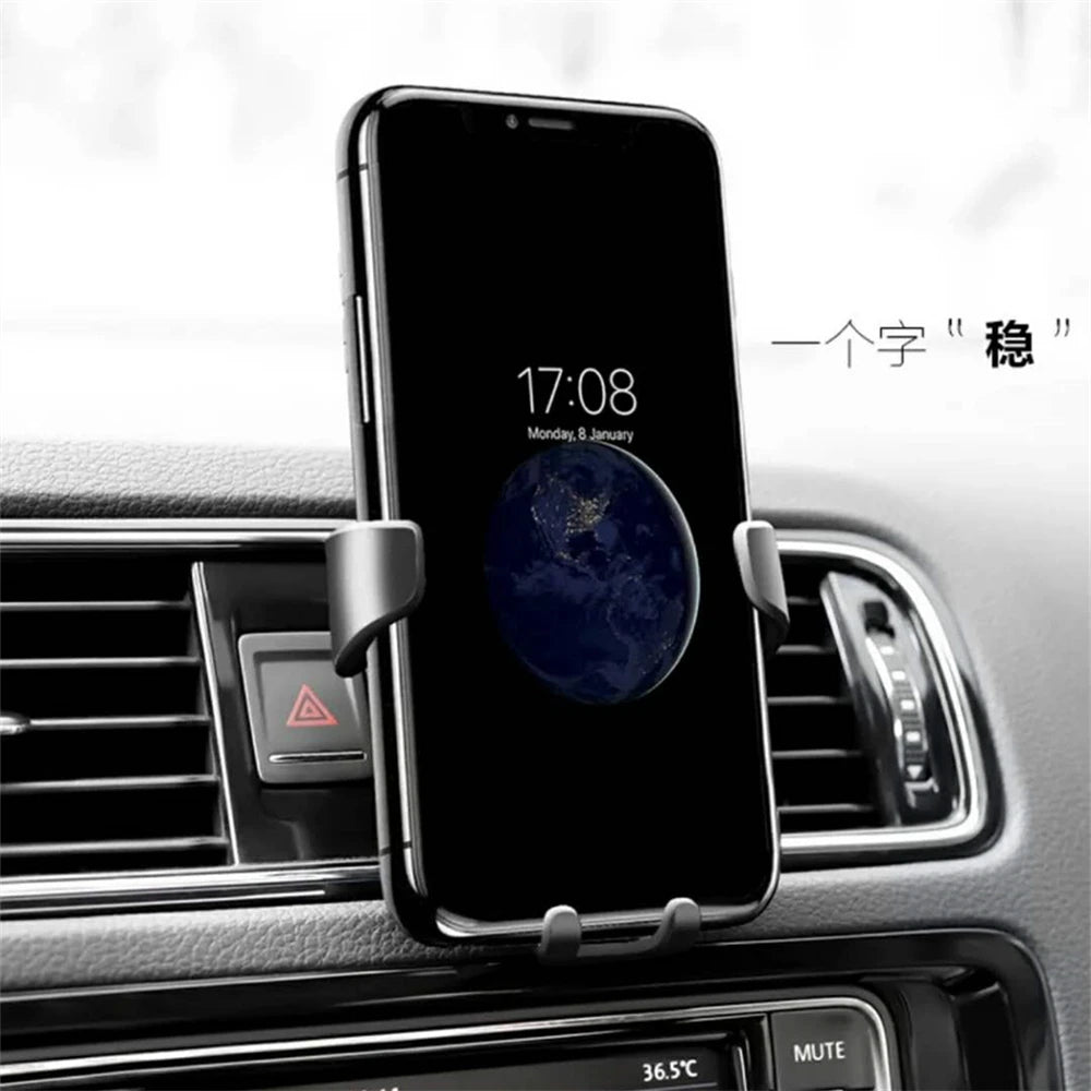 Universal Gravity Auto Phone Holder - Air Vent Clip Mount for iPhone & Samsung