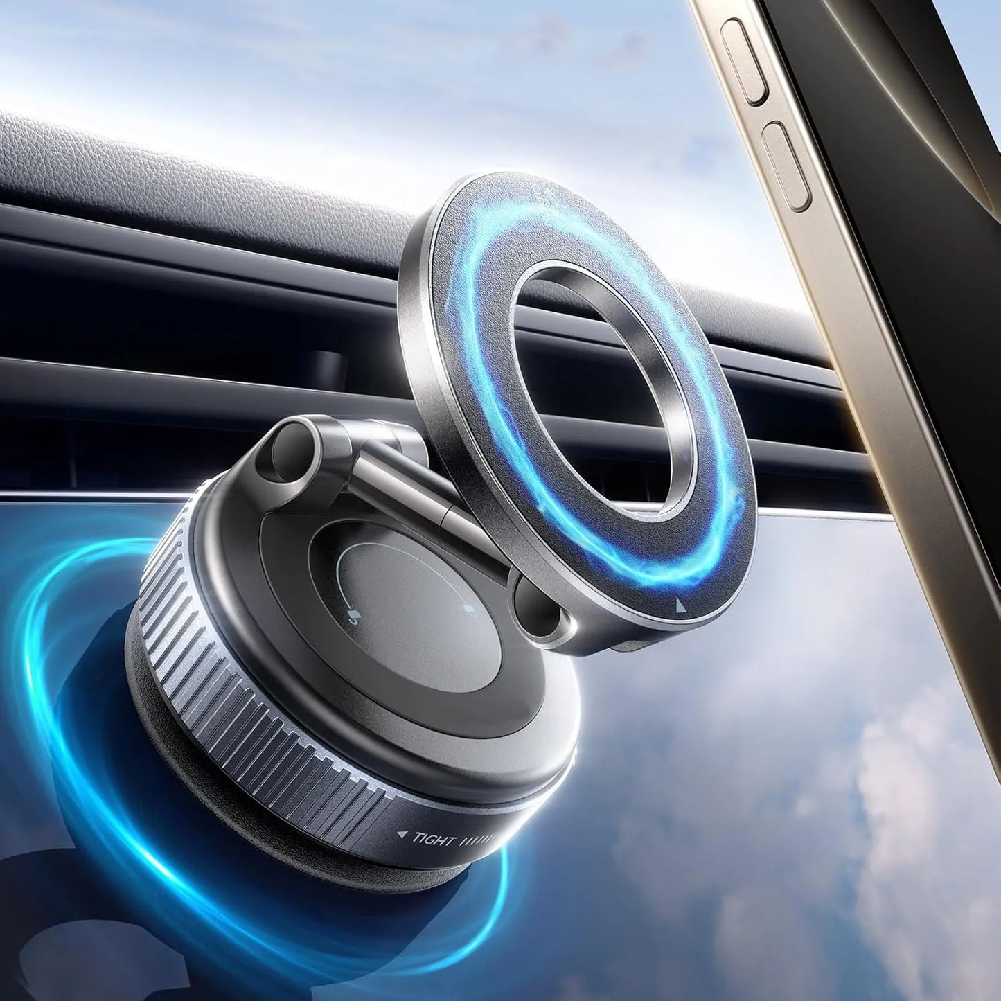 N52 Magnetic Phone Holder - 360° Rotatable with Vacuum Suction Cup