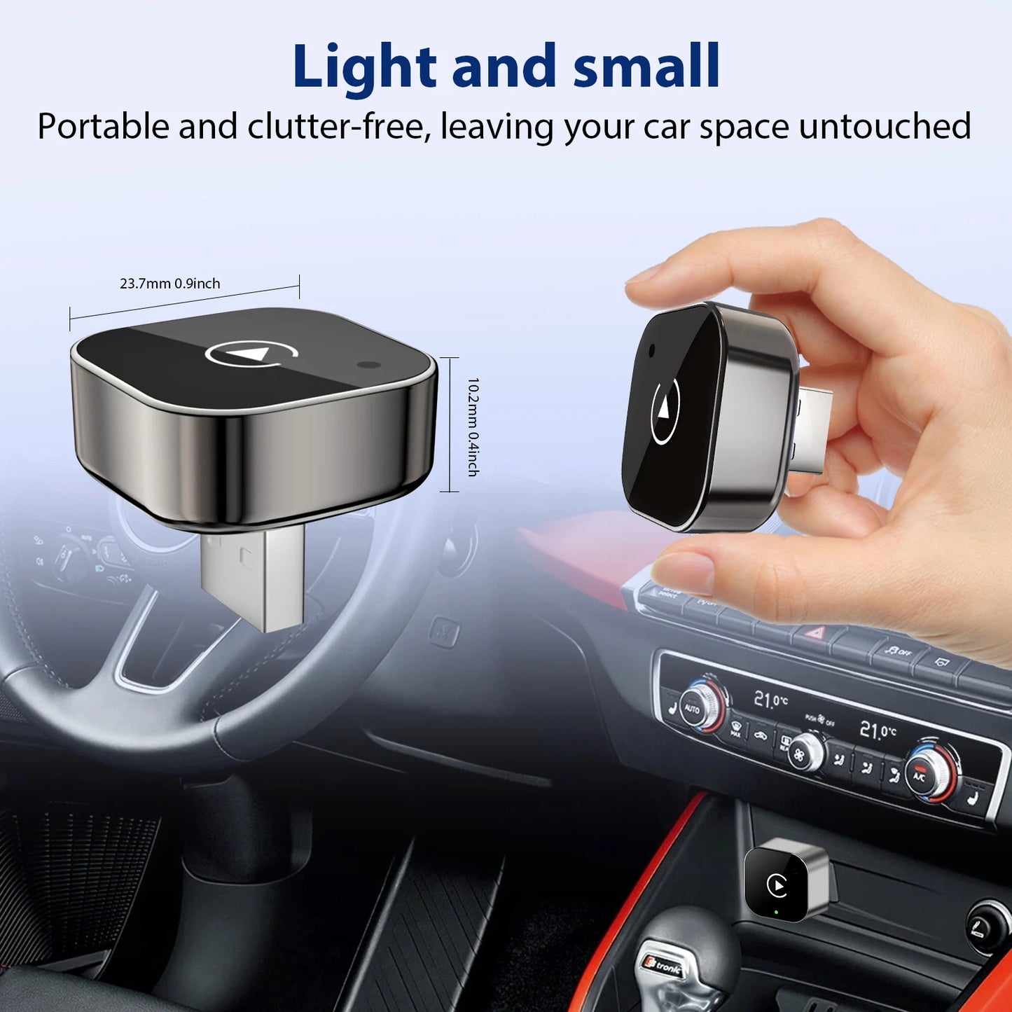 2-in-1 Wireless CarPlay and Android Auto Adapter - Converts Wired to Wireless Connection