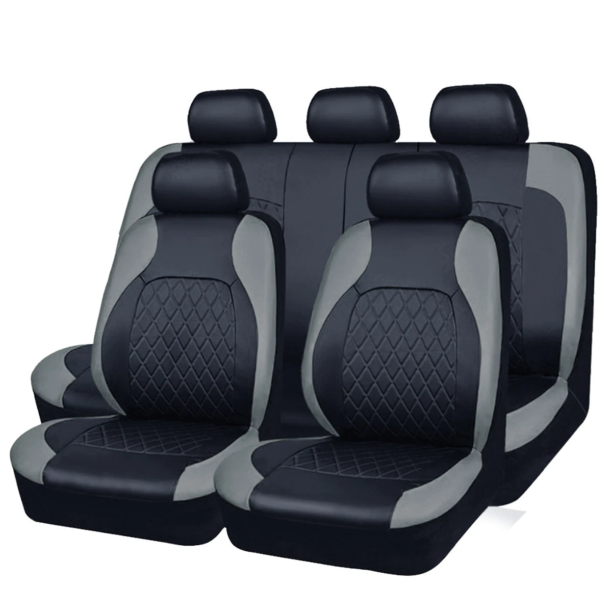 All-Season Quilted PU Leather Car Seat Covers - Full 5-Seat Protection Set