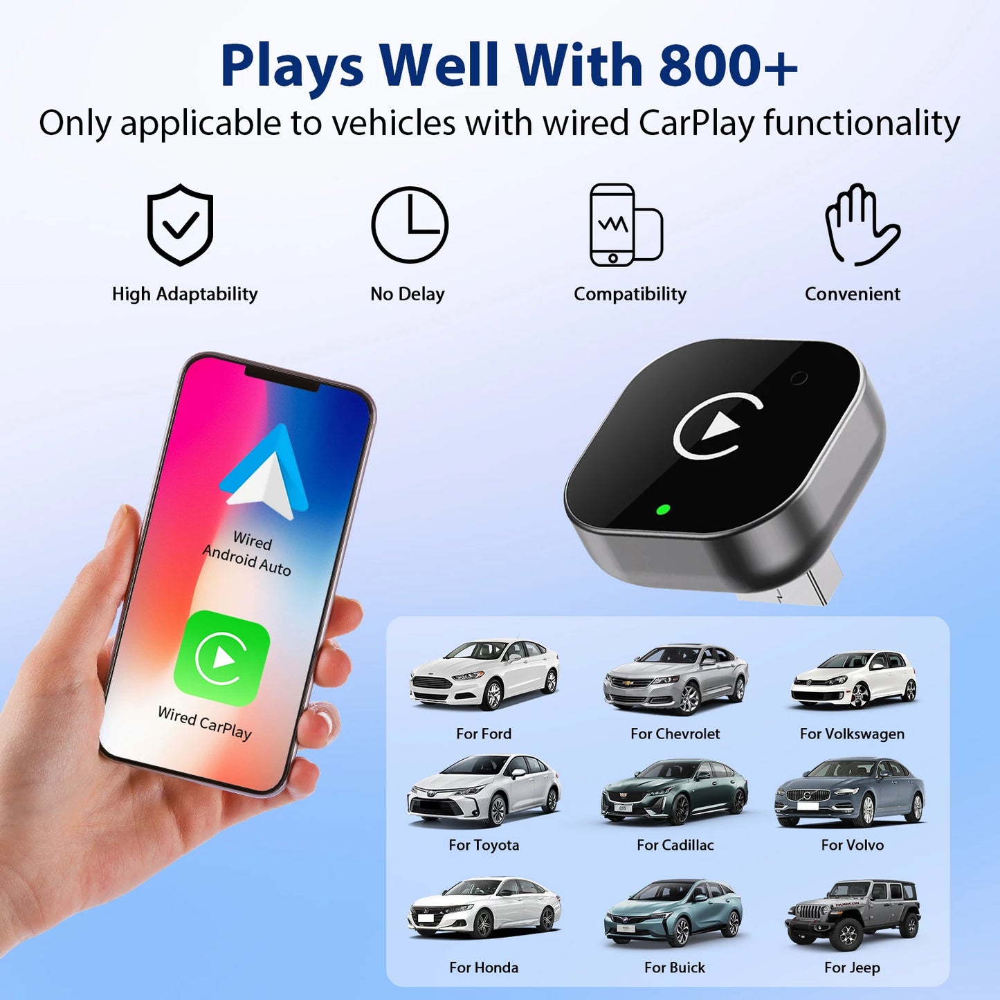 2-in-1 Wireless CarPlay and Android Auto Adapter - Converts Wired to Wireless Connection