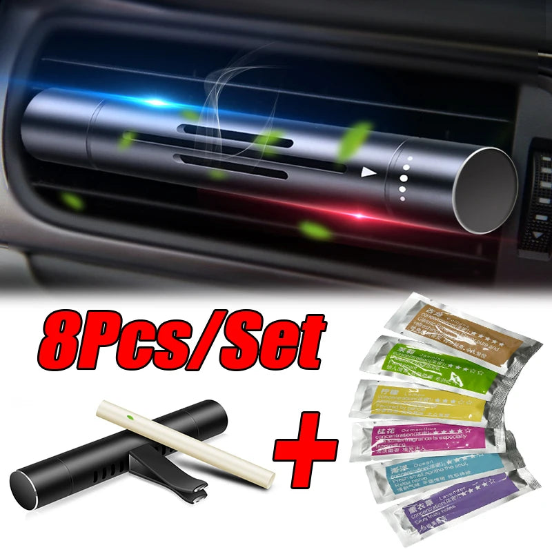 8-Piece Car Air Vent Perfume Diffuser Set - Premium Aluminum Alloy Air Freshener