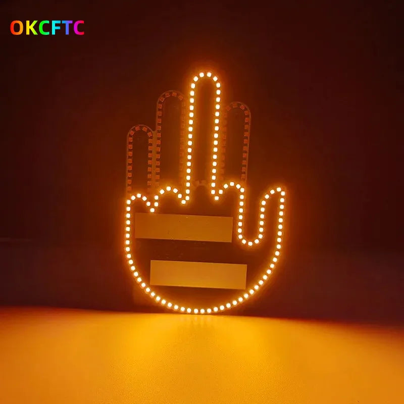 Funny Car Finger Light with Remote - LED Gesture Warning Brake Light