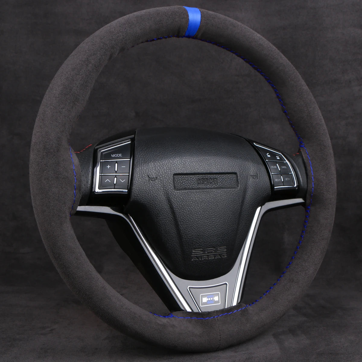 37-38cm Universal Suede Steering Wheel Cover - DIY Hand Sewing Black Leather Braiding