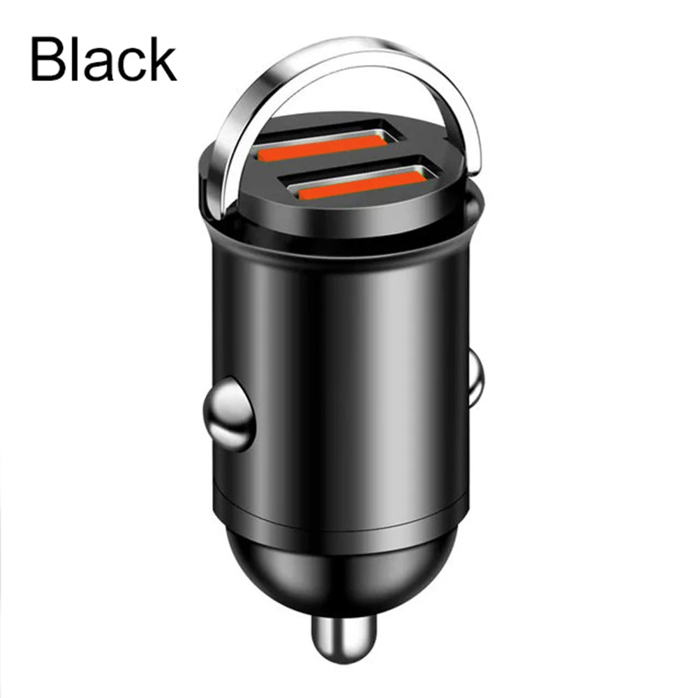 100W Mini Pull Ring Car Charger - Dual USB-C & QC 3.0 Fast Charging