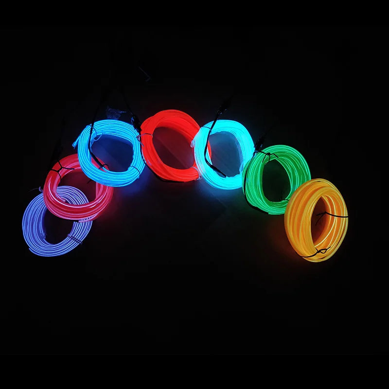 EL Wire Car Interior LED Strip - Flexible Neon Ambient Lighting for Auto DIY