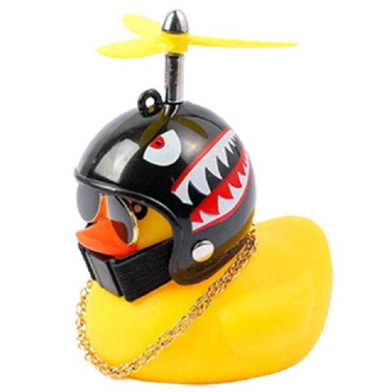 Rubber Duck Car Dashboard Ornament with Propeller Helmet - Cute Auto Decoration
