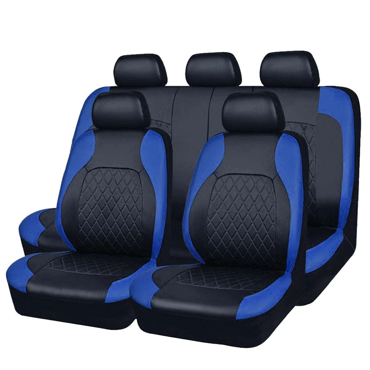 All-Season Quilted PU Leather Car Seat Covers - Full 5-Seat Protection Set