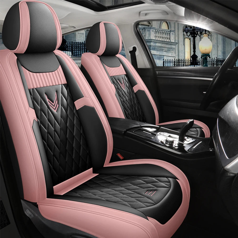 Leather Car Seat Covers Full Set - Universal PU Leather Auto Interior Protection