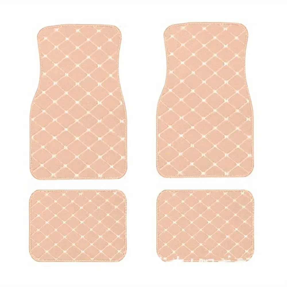 4-Piece Universal PU Leather Car Floor Mats - Waterproof Front & Rear Protection Set